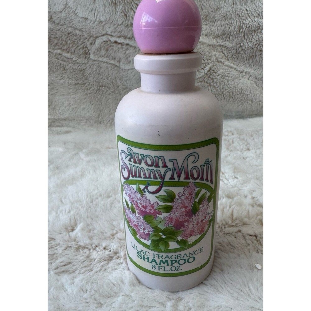 Vintage Avon Sunny Morn Lilac Fragrance Shampoo Bottle 8 oz Pink Cap